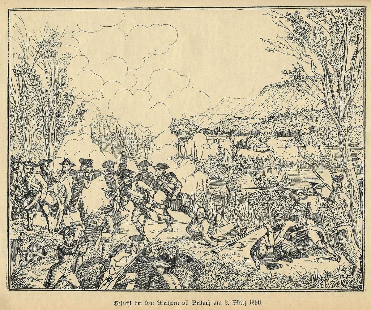 <p>Bellach Gefecht bei den Weihern 2. März 1798</p>